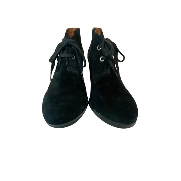 Lucky Brand Black Suede Swayze Wedge Ankle Lace Up Booties SZ 10 - Picture 3 of 14